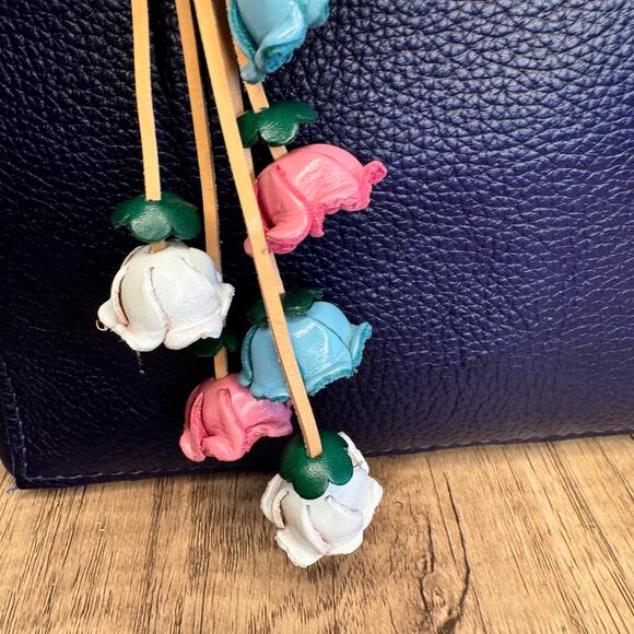 Leather Flower Purse Charm Genuine Leather Flower Bag Charm NEW FAST SHIP - Picture 4 of 7